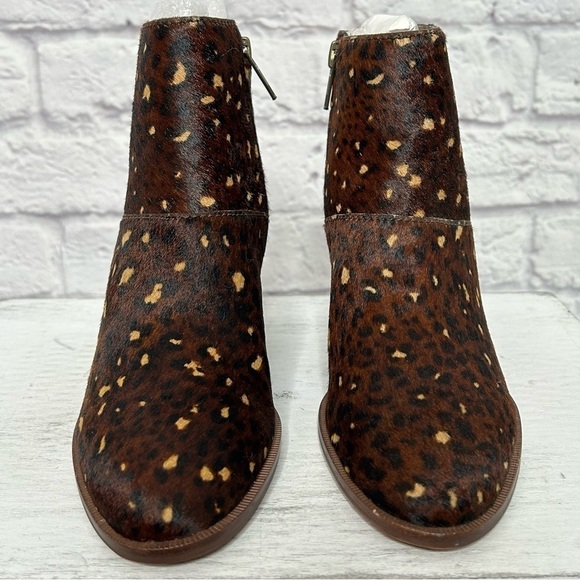 NWOT Madewell The Rosie Rich Brown Multi Mini Leopard Calf Hair Ankle Boots - Picture 10 of 16